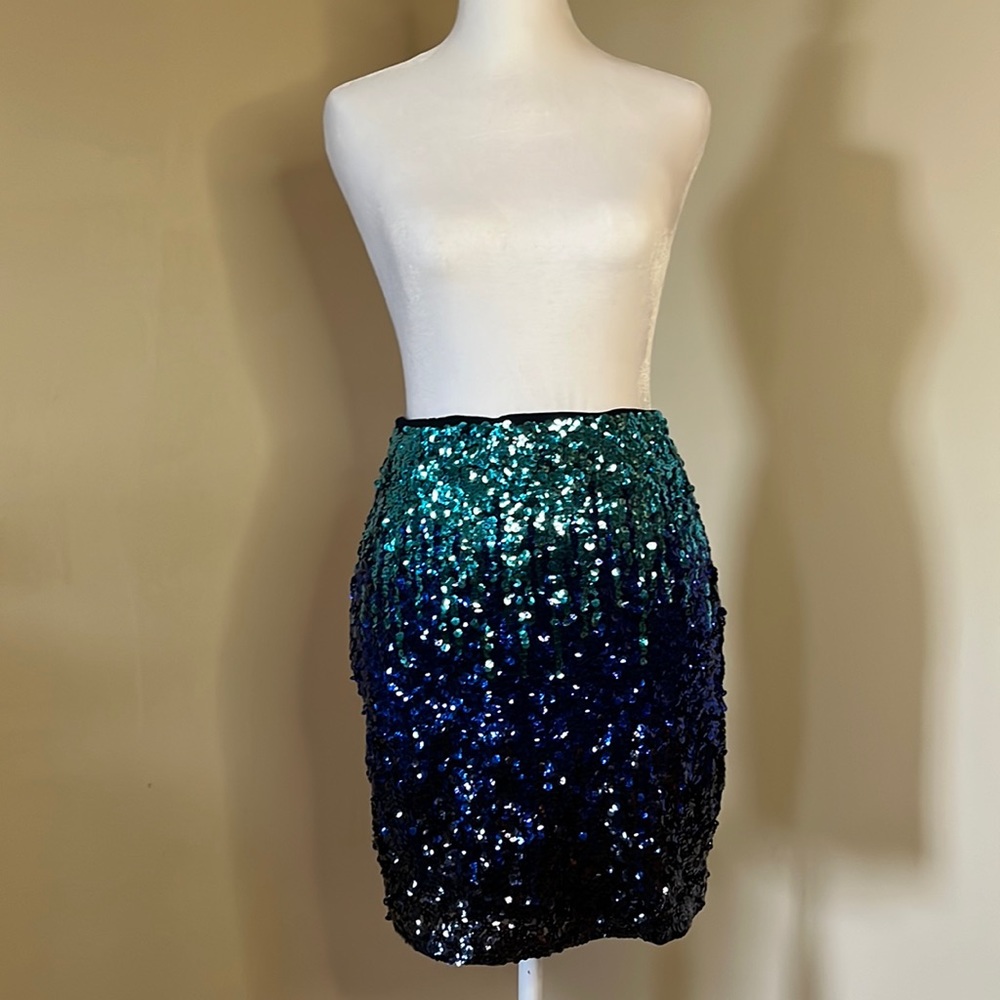 Blue ombré sequin skirt